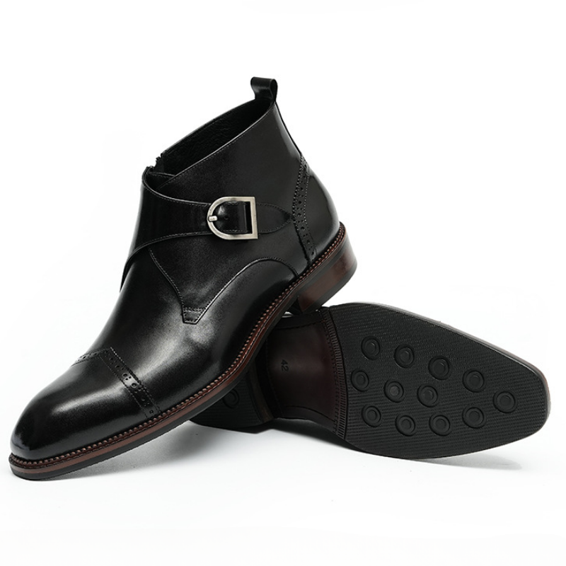 Zoren - Cowhide Monk Strap Ankle Boots