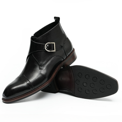 Zoren - Cowhide Monk Strap Ankle Boots