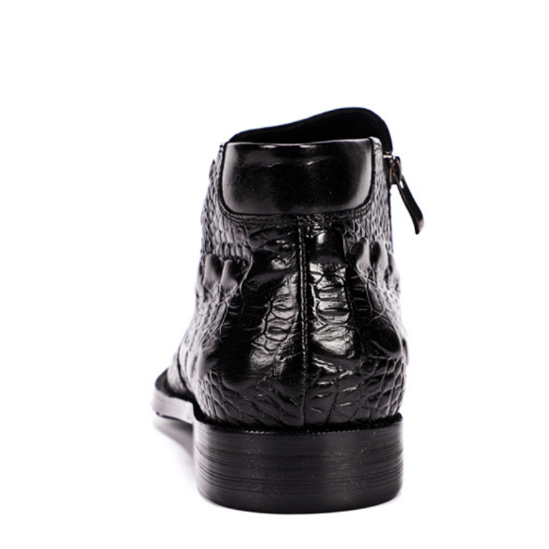 Ydris - Cowhide Crocodile Pattern Ankle Boots