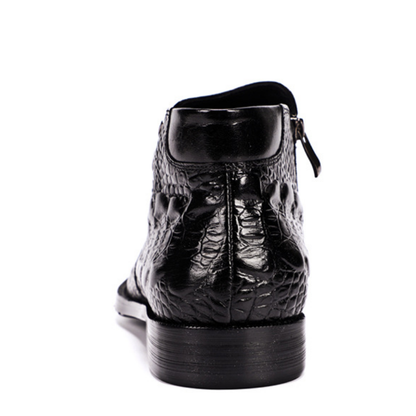 Ydris - Cowhide Crocodile Pattern Ankle Boots