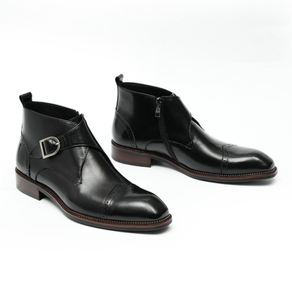 Zoren - Cowhide Monk Strap Ankle Boots