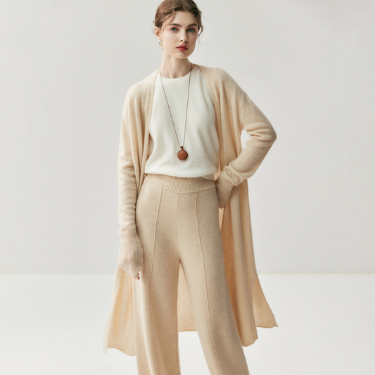Elionne – Merino Wool & Cashmere Long Cardigan Coat