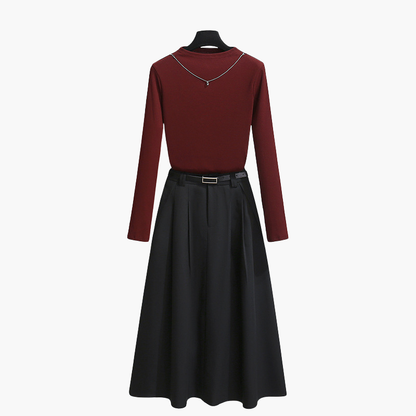 Evander - Long Sleeve Top and Skirt Set