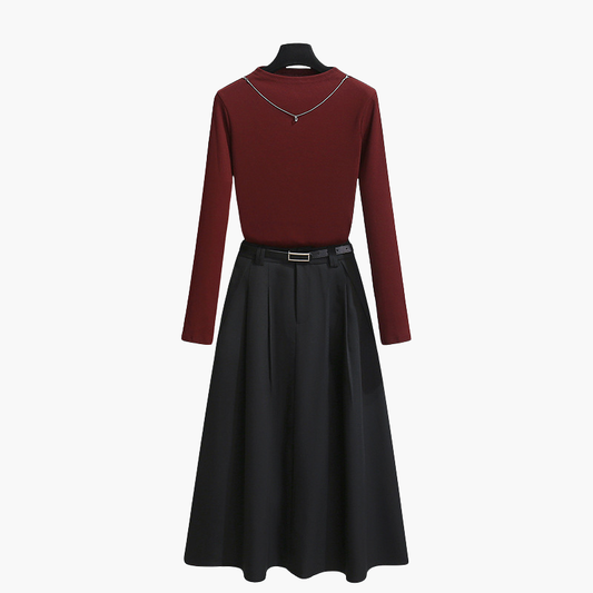 Evander - Long Sleeve Top and Skirt Set