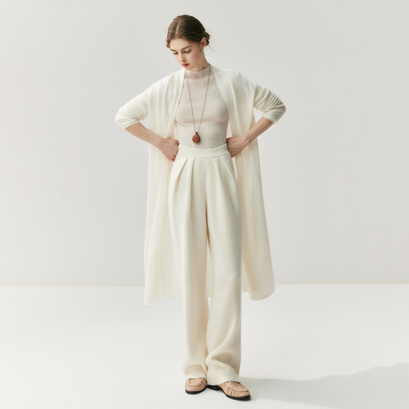 Elionne – Merino Wool & Cashmere Long Cardigan Coat