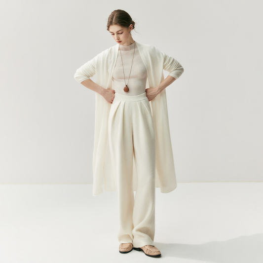 Elionne – Merino Wool & Cashmere Long Cardigan Coat