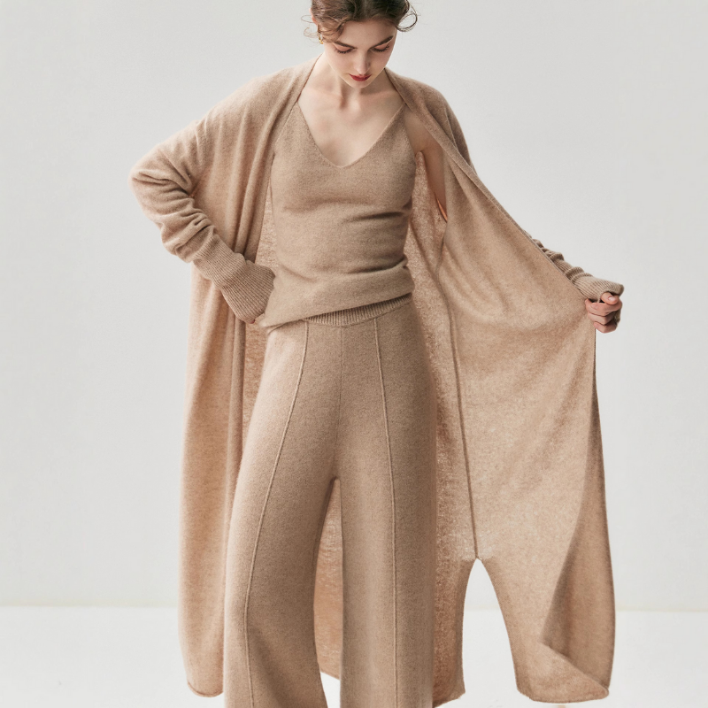 Elionne – Merino Wool & Cashmere Long Cardigan Coat