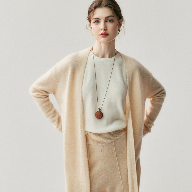 Elionne – Merino Wool & Cashmere Long Cardigan Coat