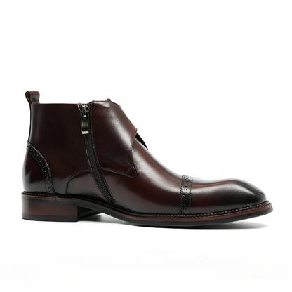 Zoren - Cowhide Monk Strap Ankle Boots
