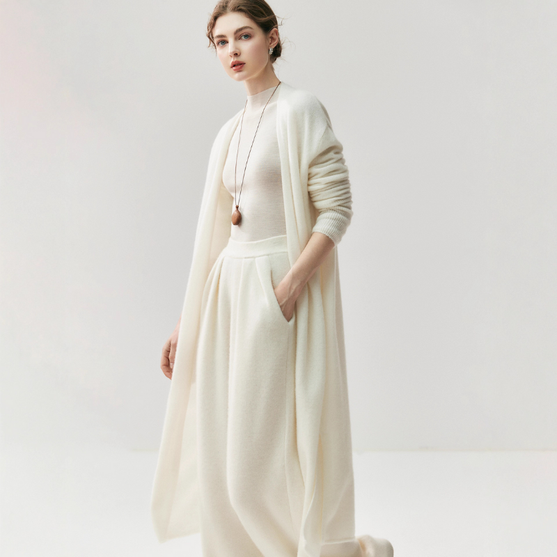Elionne – Merino Wool & Cashmere Long Cardigan Coat