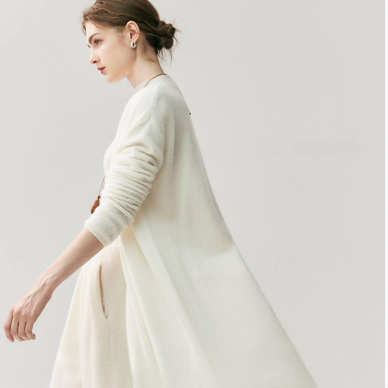 Elionne – Merino Wool & Cashmere Long Cardigan Coat