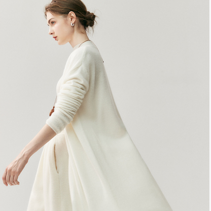 Elionne – Merino Wool & Cashmere Long Cardigan Coat