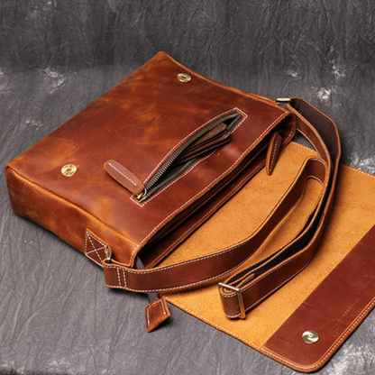 Valen - Genuine Cowhide Leather Messenger Bag