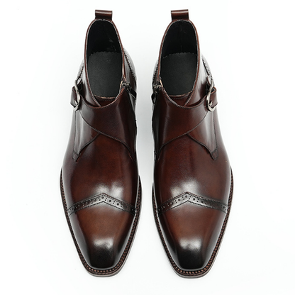 Zoren - Cowhide Monk Strap Ankle Boots
