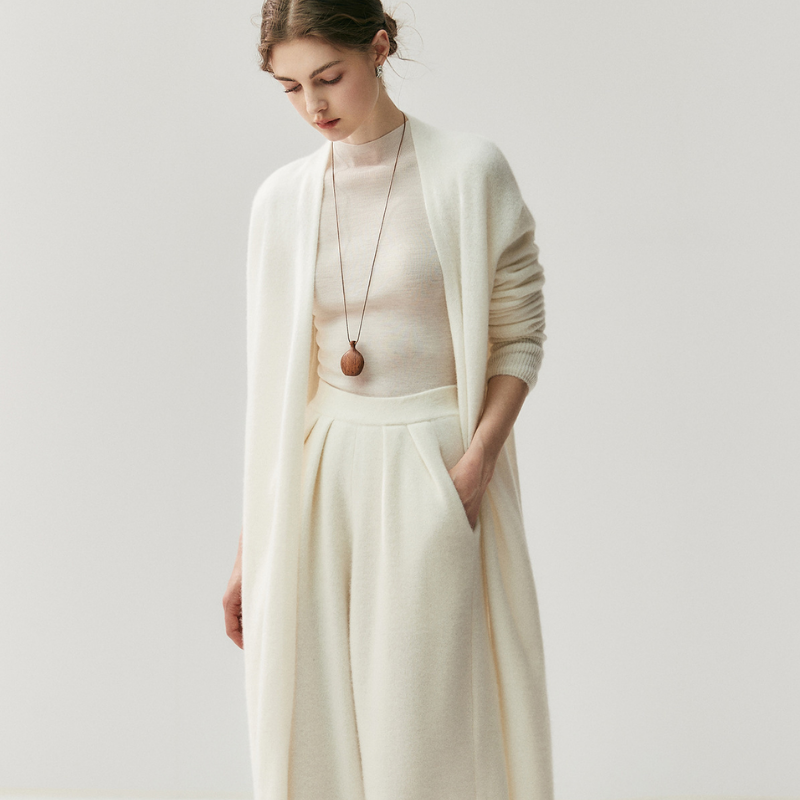 Elionne – Merino Wool & Cashmere Long Cardigan Coat