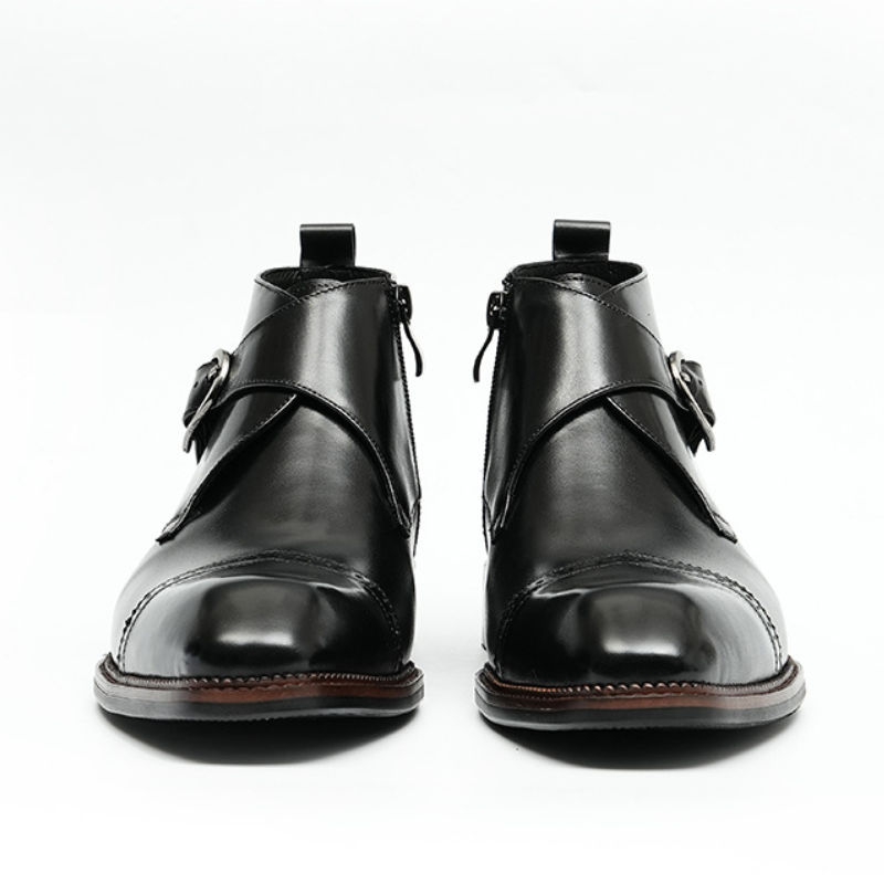 Zoren - Cowhide Monk Strap Ankle Boots