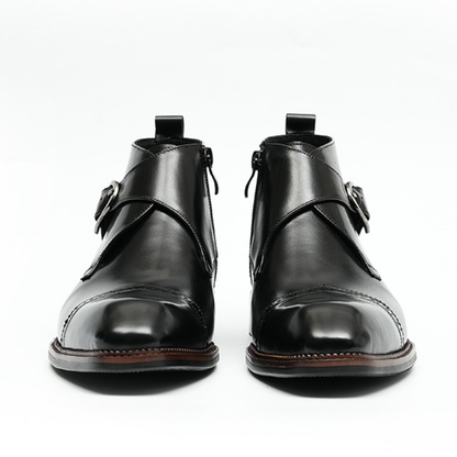 Zoren - Cowhide Monk Strap Ankle Boots